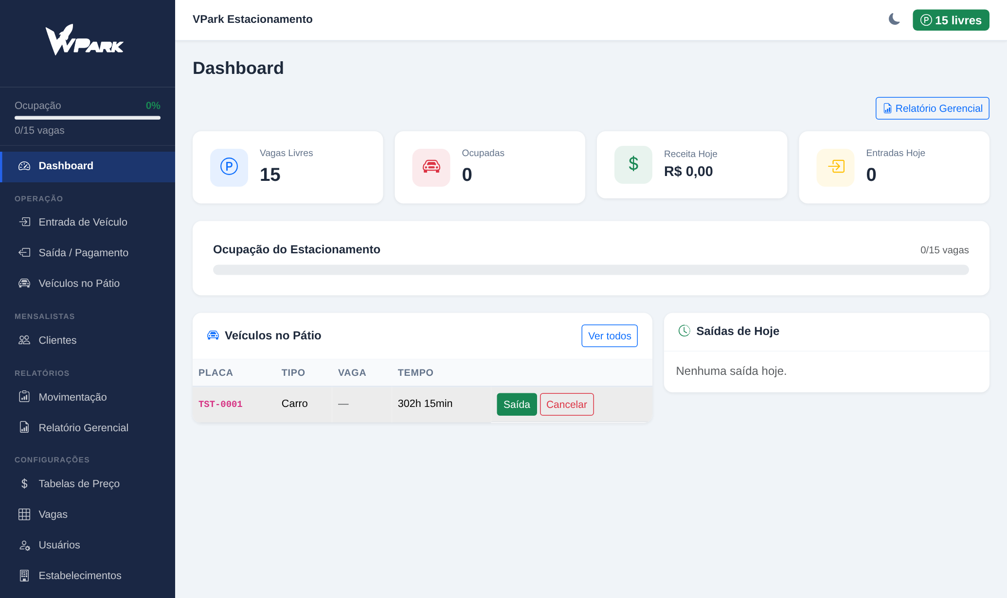 VPark Dashboard